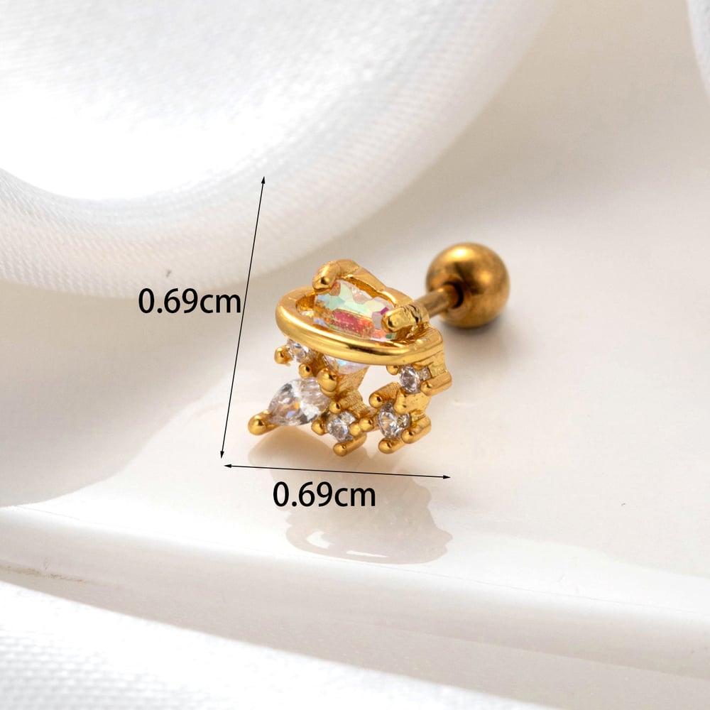 1 Piece Simple Series Simple Heart Copper No Plating Material Zircon Women Stud Earrings